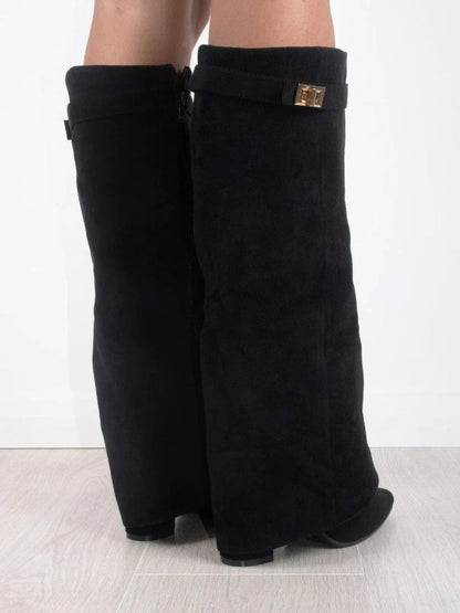 Francesca Structured Fit Thigh-High Boots | Buckle Detail Pointed Toe Boots