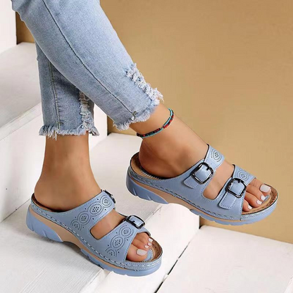 Isla Orthopedic Slip-On Sandal | Buckle Detail Chunky Sole Sandal