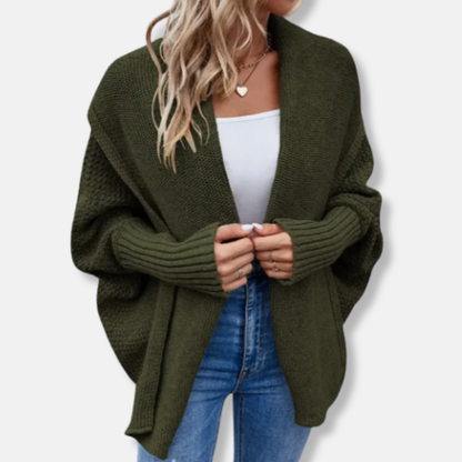 Freya Oversized Cardigan | Chunky Knit Ribbed Cuffs Cardigan