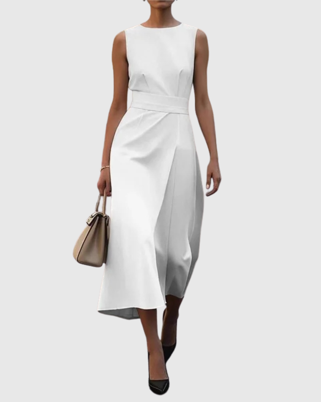 Freya Draped Midi Dress | Belted Wrap Front Dress