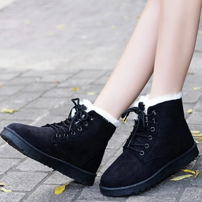 Rosie Ankle-Length Ankle Boots | Lace-Up Fur Trim Ankle Boots