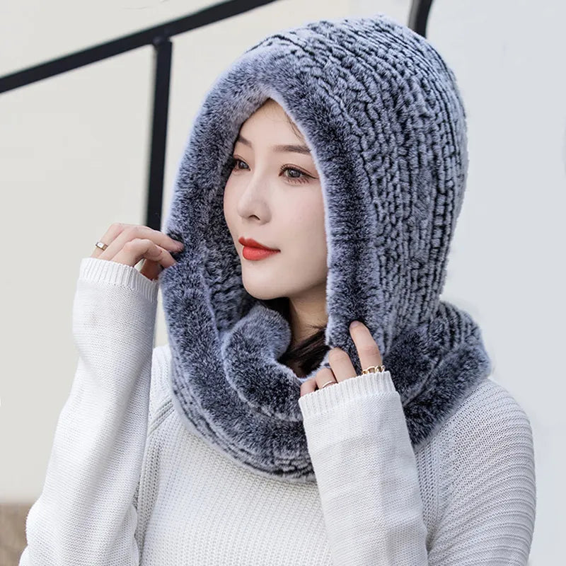 Isla Draped Hooded Scarf | Fur Trim Head And Neck Coverage Scarf