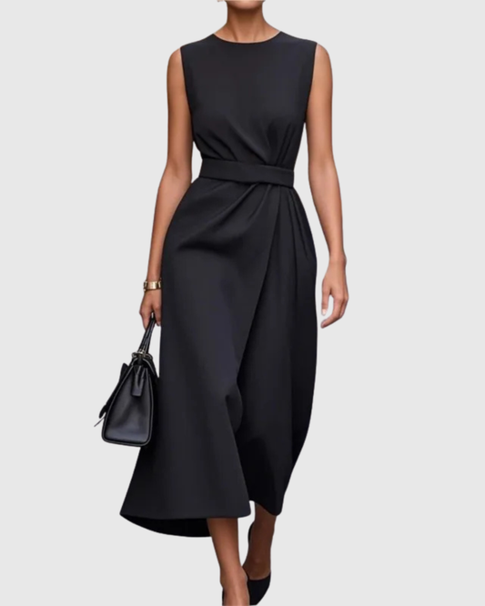 Freya Draped Midi Dress | Belted Wrap Front Dress