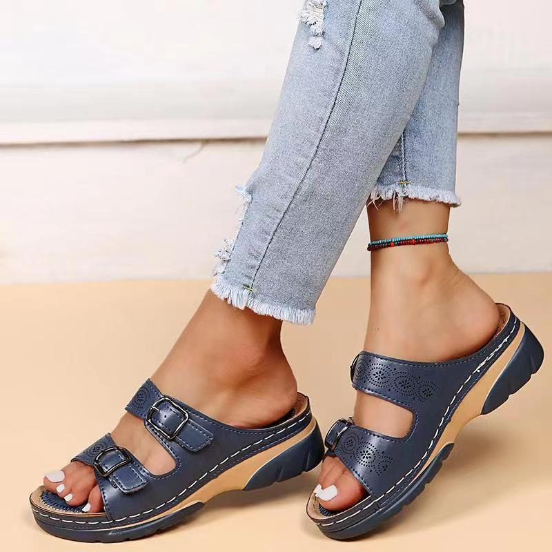 Isla Orthopedic Slip-On Sandal | Buckle Detail Chunky Sole Sandal