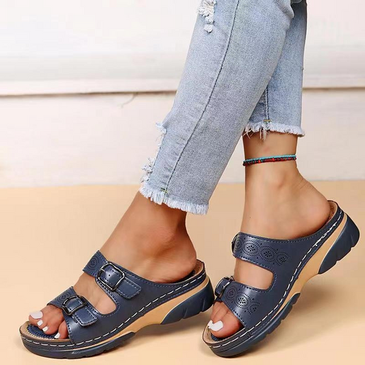 Isla Orthopedic Slip-On Sandal | Buckle Detail Chunky Sole Sandal