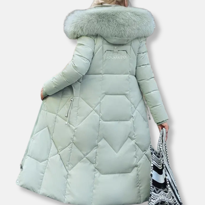 Isabella Hooded Puffer Coat | Quilted Fur Trimmed Hooded Puffer Coat