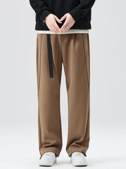 Nathaniel Modern Pleated Wide Leg Pants | Adjustable Hem Streetwear Trousers