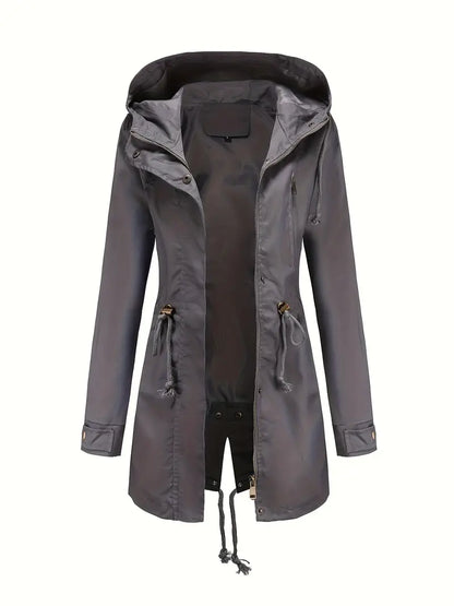 Isabella Hooded Parka | Drawstring Waist Flap Pockets Parka