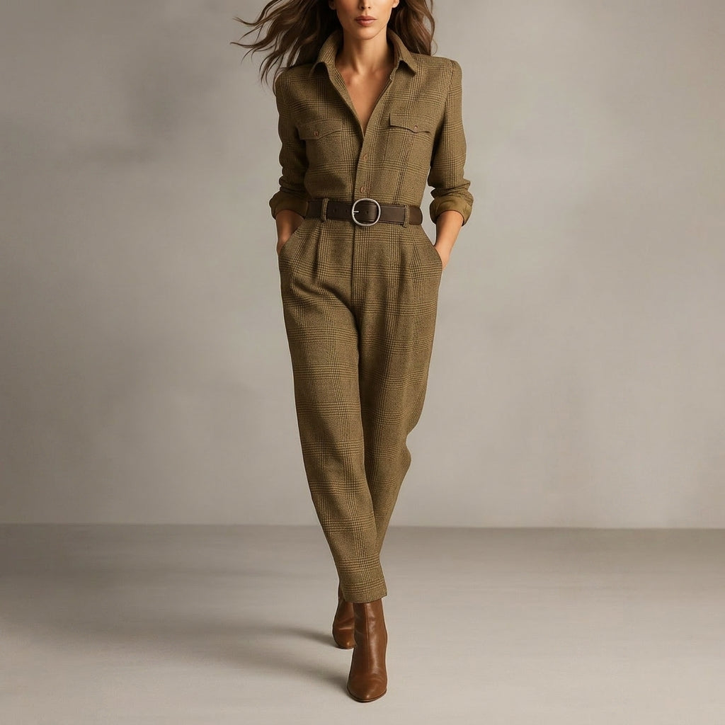 Isla Relaxed Fit Jumpsuit | Plaid Belted Jumpsuit