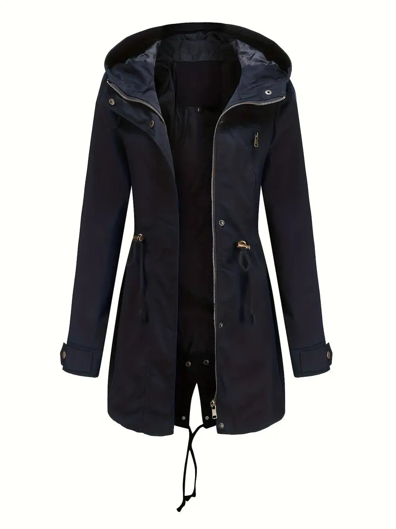 Isabella Hooded Parka | Drawstring Waist Flap Pockets Parka