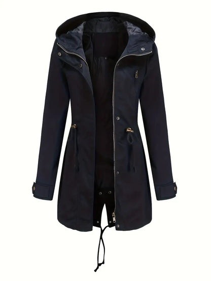 Isabella Hooded Parka | Drawstring Waist Flap Pockets Parka