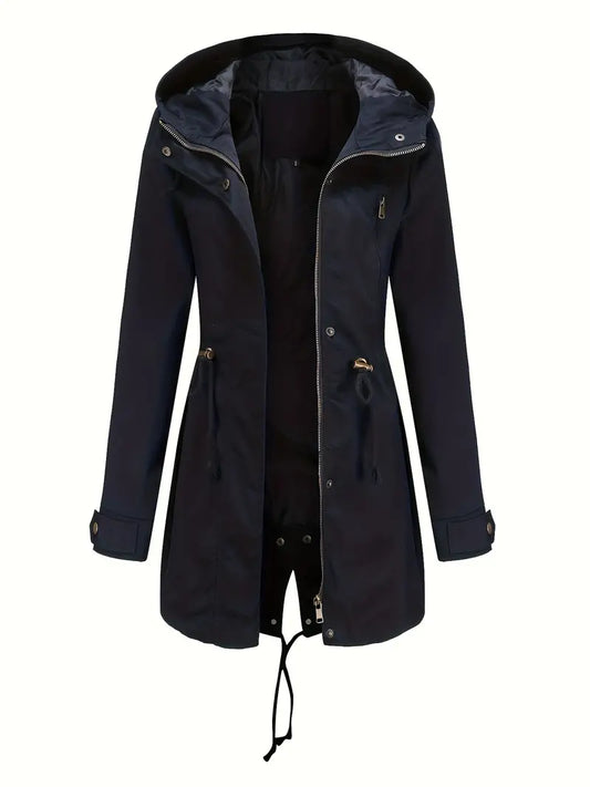 Isabella Hooded Parka | Drawstring Waist Flap Pockets Parka