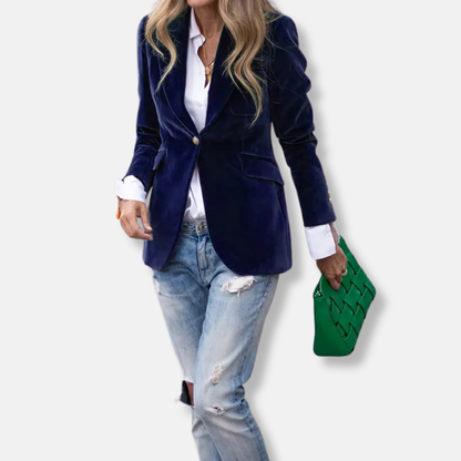 Isla Tailored Blazer | Gold Button Accent Lapel Collar Blazer