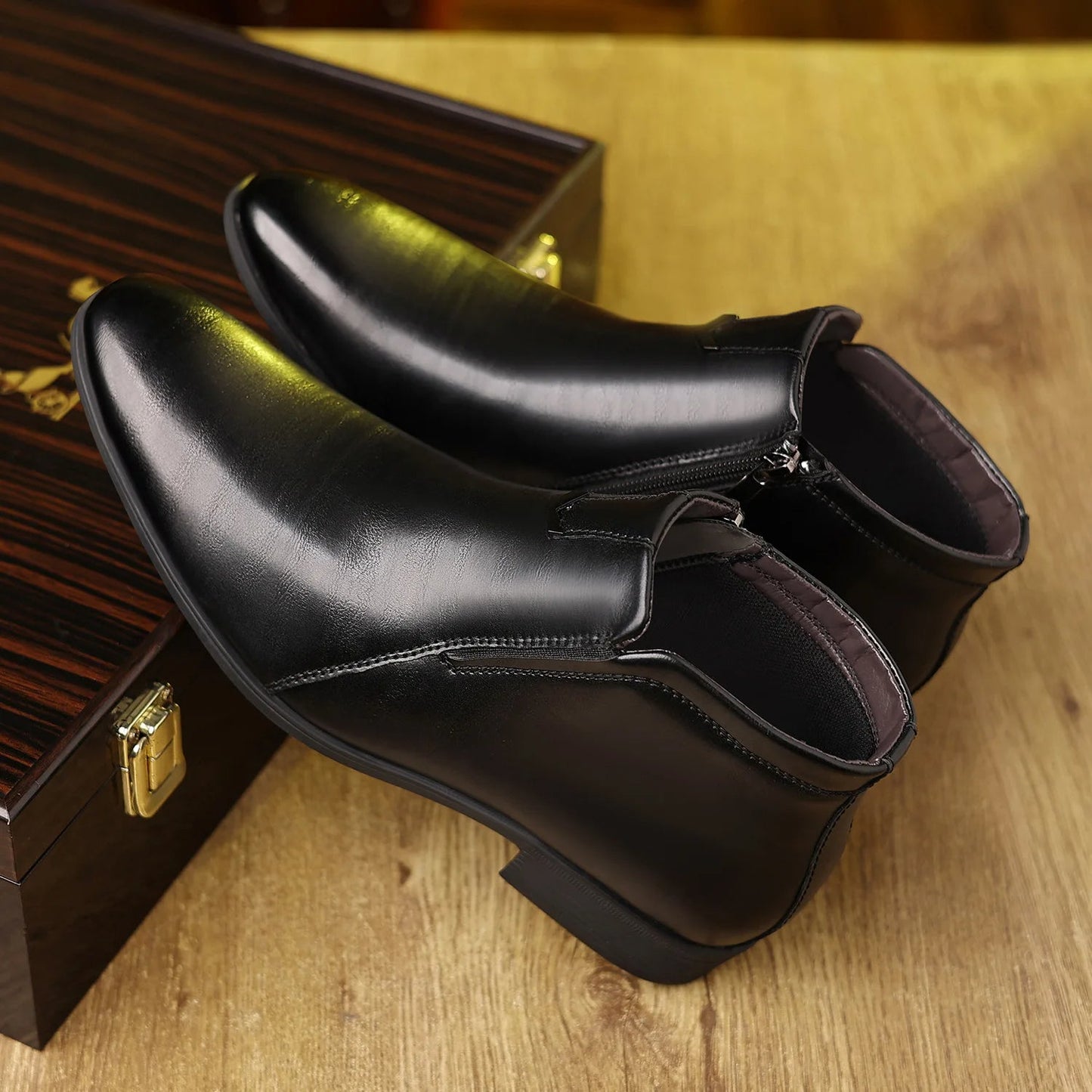 Anthony Classic Burnished Ankle Boots | Side-Zip Pointed Toe Shoes