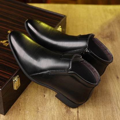Anthony Classic Burnished Ankle Boots | Side-Zip Pointed Toe Shoes