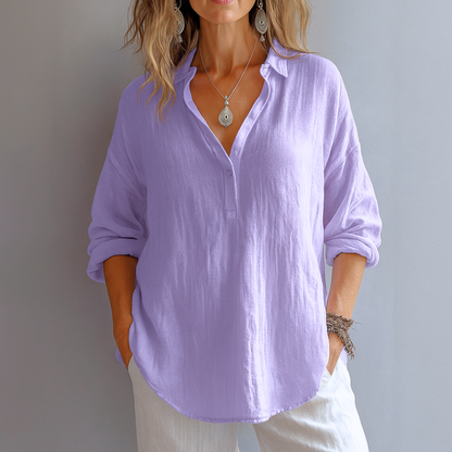 Olivia Relaxed Fit Blouse | Collared Button Placket Blouse
