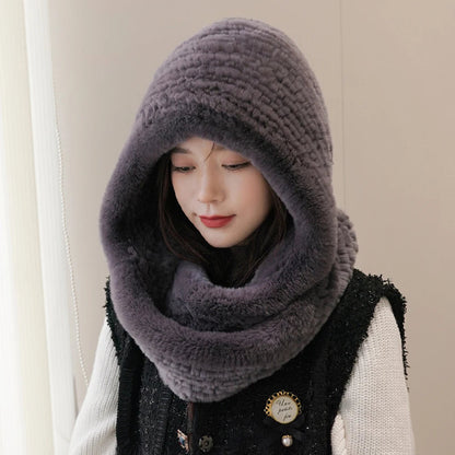 Isla Draped Hooded Scarf | Fur Trim Head And Neck Coverage Scarf