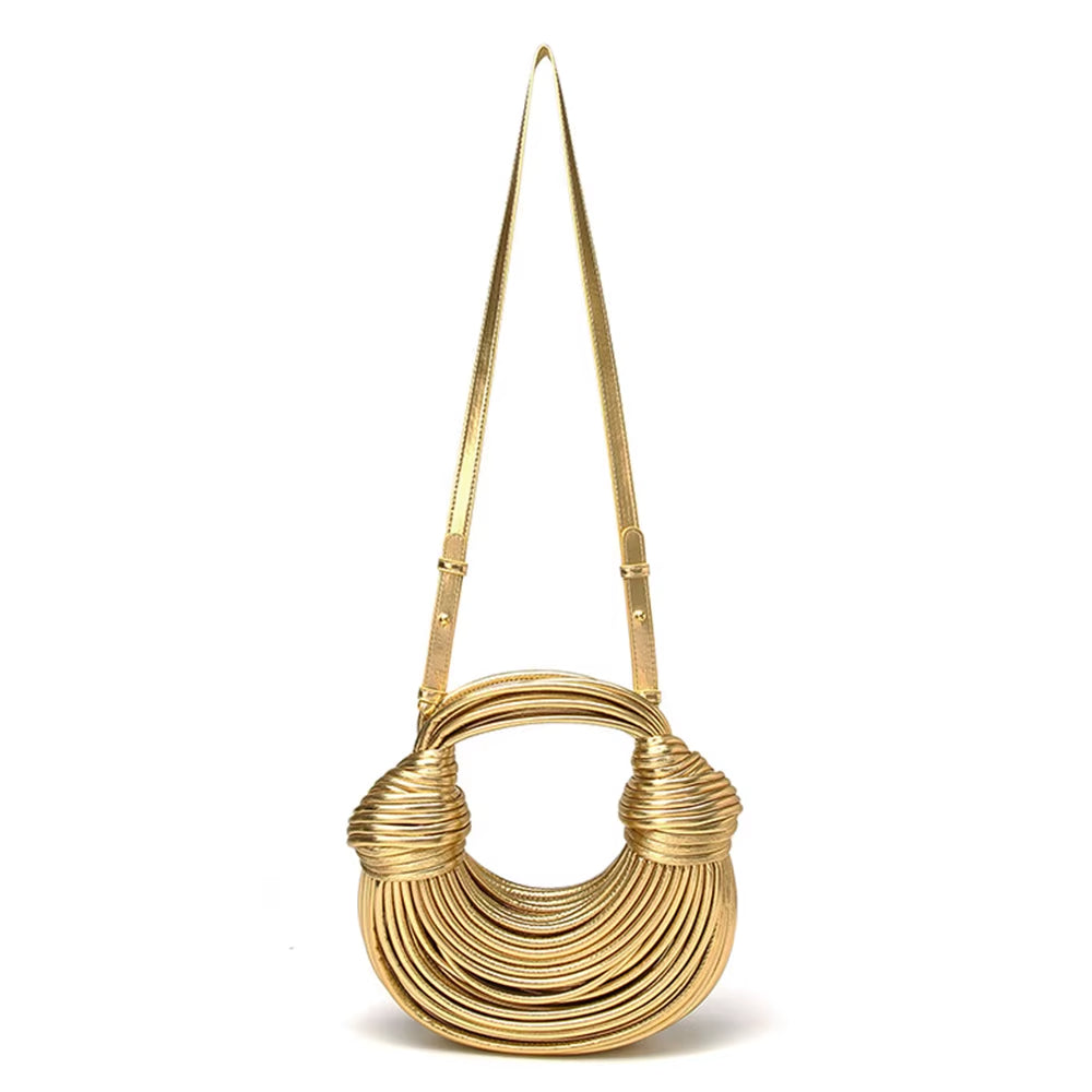 Isla Sculptural Structured Handbag | Knotted Details Curved Handle Handbag