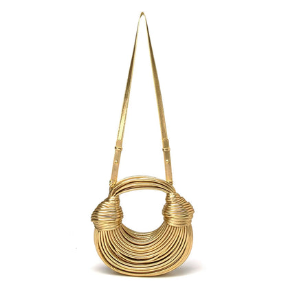 Isla Sculptural Structured Handbag | Knotted Details Curved Handle Handbag