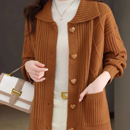 Adele Cardigan | Lined Knitted Cardigan with Wrap Collar