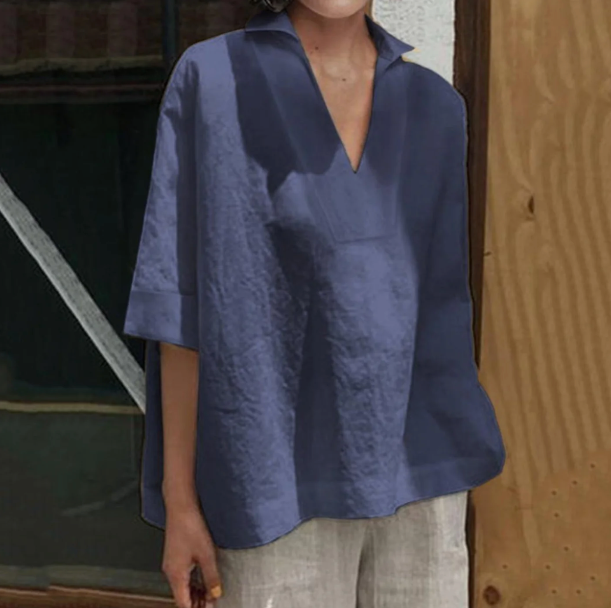 Aishana Blouse | Women's Casual V-Neck Linen Blouse