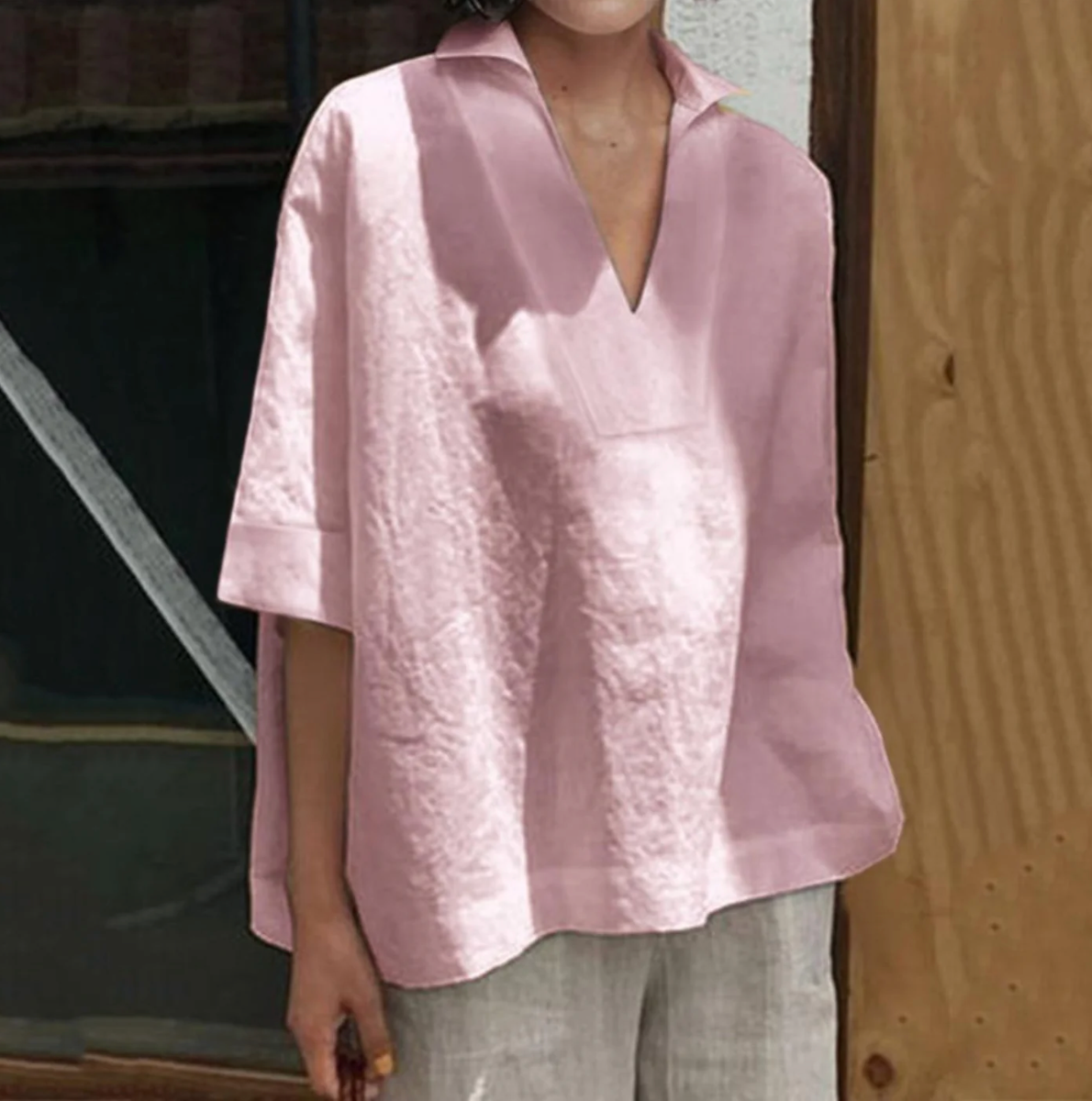 Aishana Blouse | Women's Casual V-Neck Linen Blouse