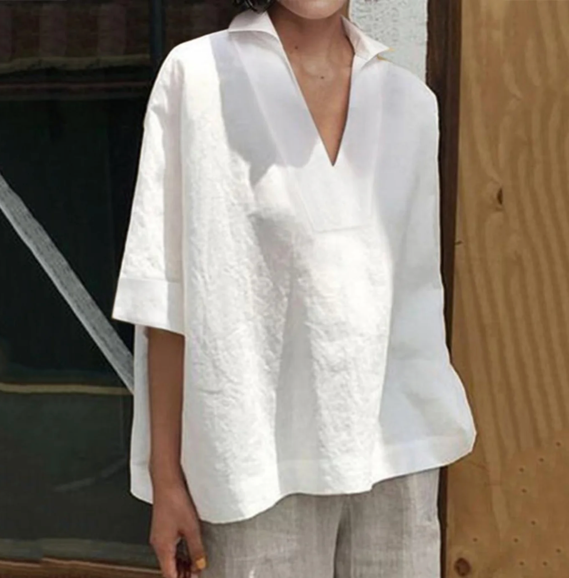 Aishana Blouse | Women's Casual V-Neck Linen Blouse