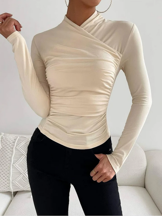 Alison Top | Women's Cross-Neck Slim Long Sleeve Top