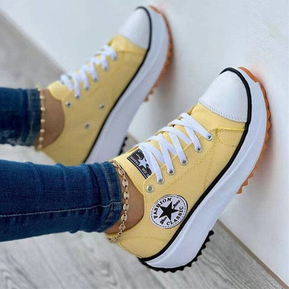 Isabella Cotton Chunky Sole Sneakers | Platform Lace-Up Sneakers