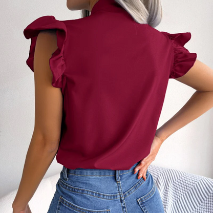 Amelie Blouse | Sleeveless Chiffon Blouse with Bow Collar
