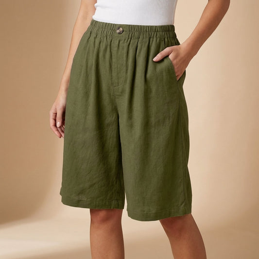 Amelia Relaxed Fit Shorts | Elastic Waist Pockets Shorts