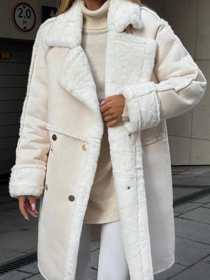 Isabella Oversized Coat | Fur Trim Double-Breasted Coat
