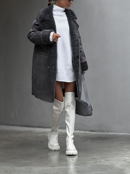 Isabella Oversized Coat | Fur Trim Double-Breasted Coat