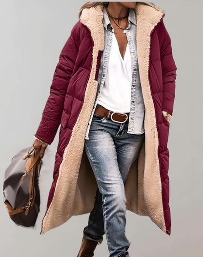 Sienna Hooded Quilted Coat | Fleece Lined Relaxed Fit Coat