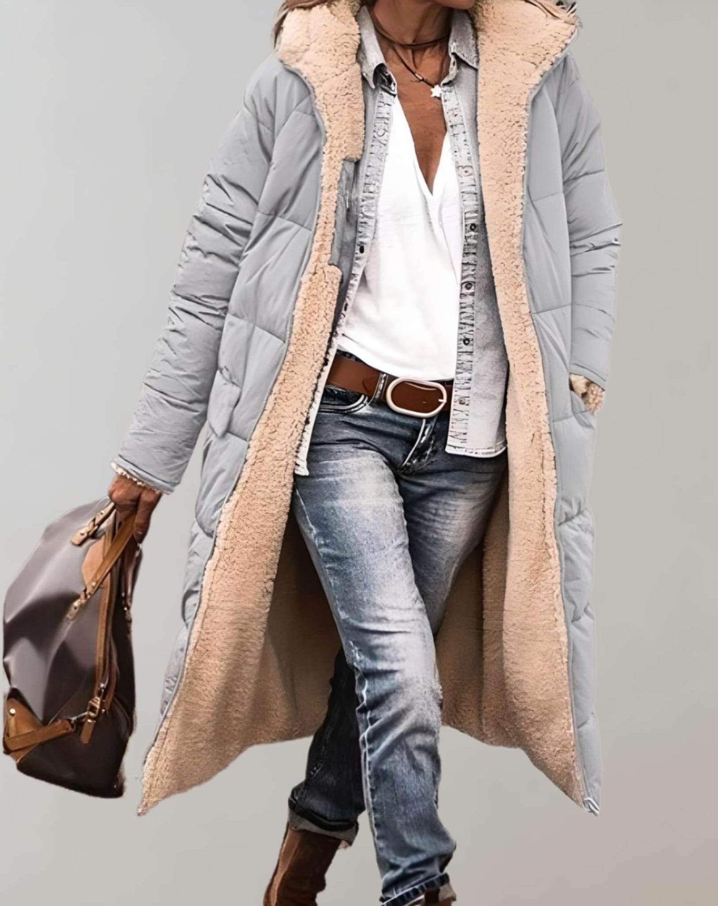 Sienna Hooded Quilted Coat | Fleece Lined Relaxed Fit Coat