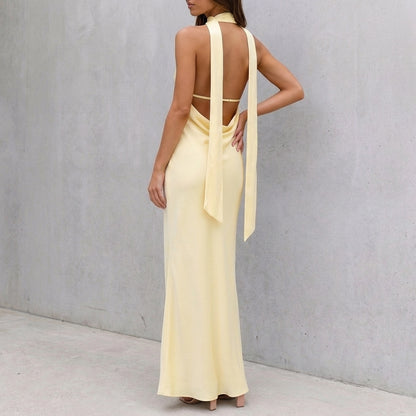 Clara Bodycon Maxi Dress | Halter V-Neck Backless Dress