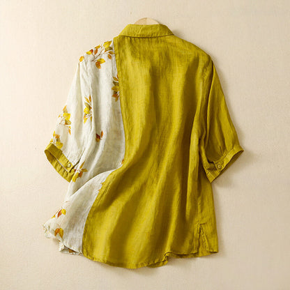 Sienna Relaxed Fit Blouse | Leaf Print Button Front Blouse