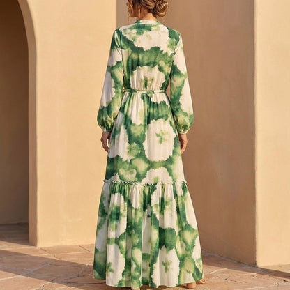 Sienna Maxi Dress | Collared V-Neck Drawstring Waist Dress