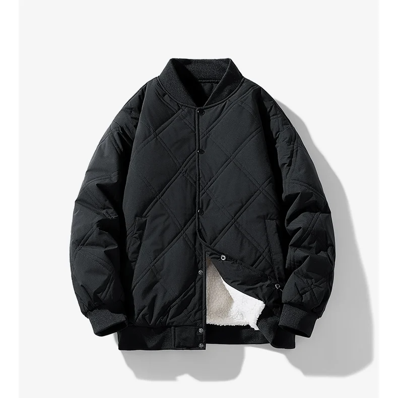Noah Vintage Diamond Quilted Bomber Jacket | Sherpa-Lined Snap Jacket