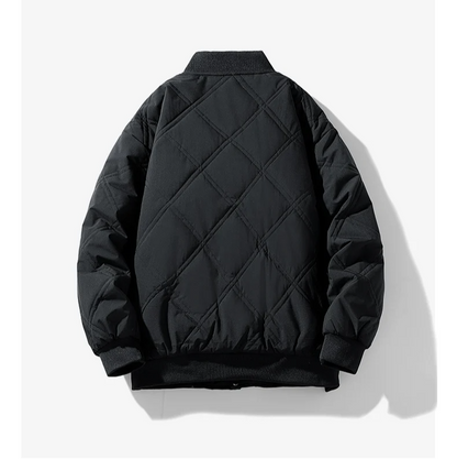 Noah Vintage Diamond Quilted Bomber Jacket | Sherpa-Lined Snap Jacket
