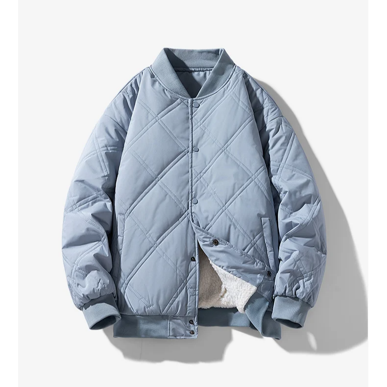 Noah Vintage Diamond Quilted Bomber Jacket | Sherpa-Lined Snap Jacket