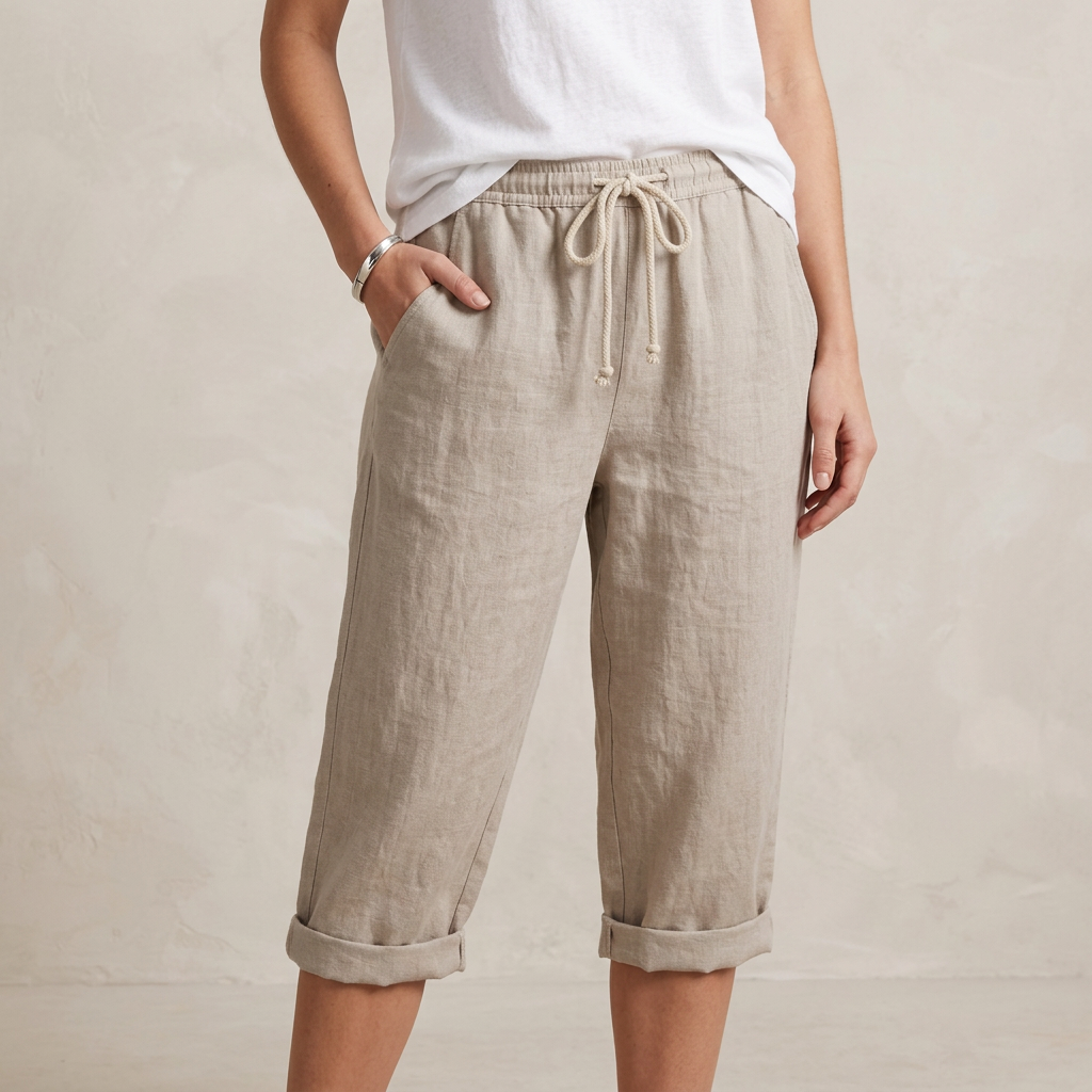 Isla Loose Fit Capri Pants | Drawstring Waist Pockets Capri Pants