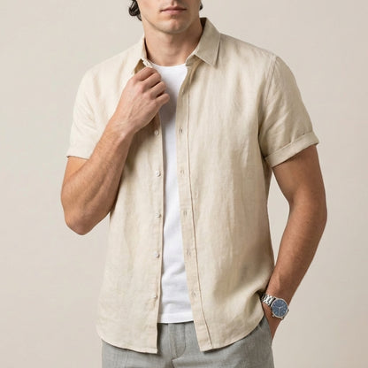 Arthur Relaxed Button-Front Shirt | Collared Cuffed Sleeve Shirt