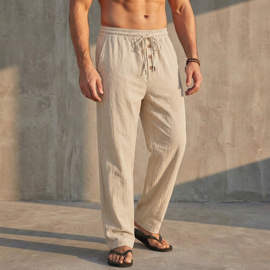 Arthur Relaxed Fit Trousers | Textured Drawstring Waist Trousers