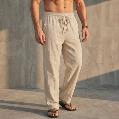 Arthur Relaxed Fit Trousers | Textured Drawstring Waist Trousers