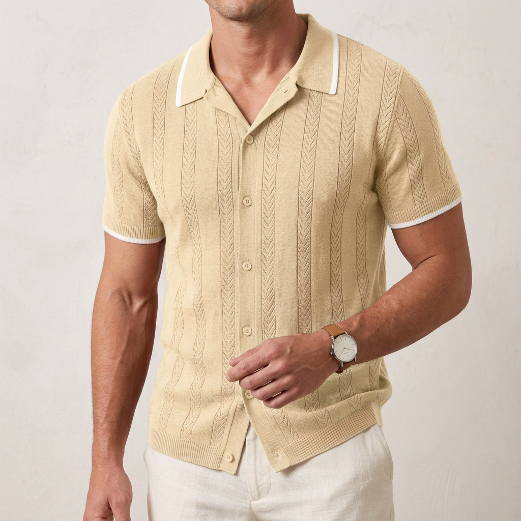 Harry Regular Fit Knit Cardigan | Textured Button Front Knit Cardigan