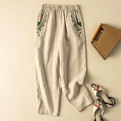 Elisa Relaxed Fit Harem Pants | Embroidered Pockets Harem Pants