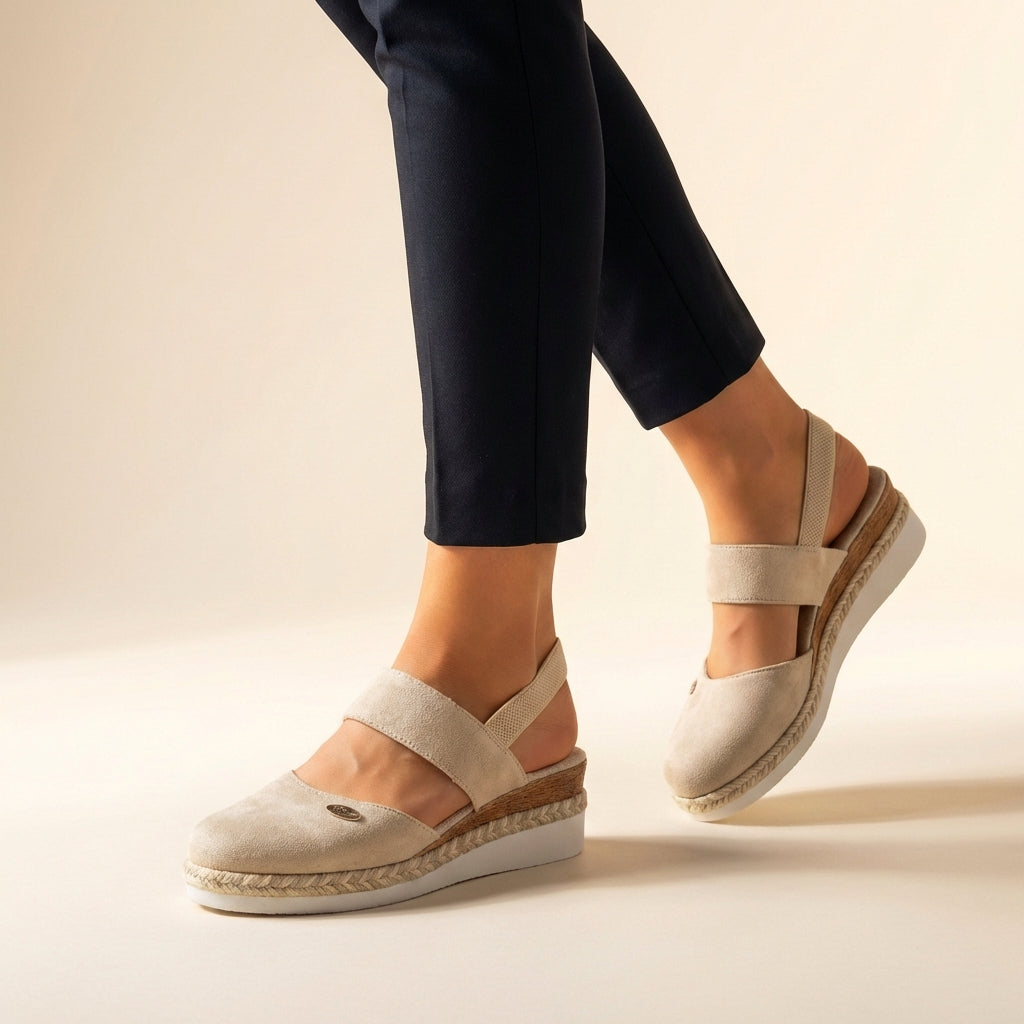 Isabella Closed-Toe Wedge Sandals | Espadrille Sole Ankle Strap Sandals