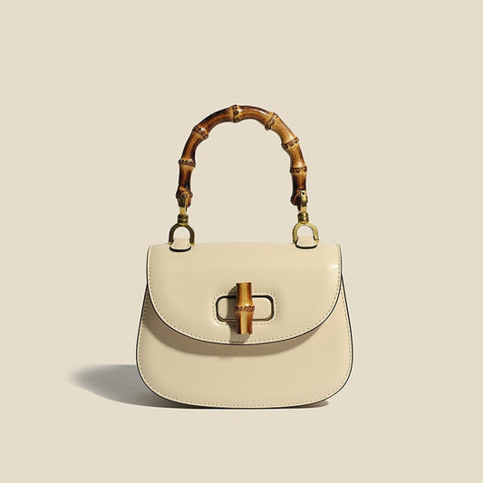 Francesca Top Handle Bag | Bamboo Handle Flap Closure Bag