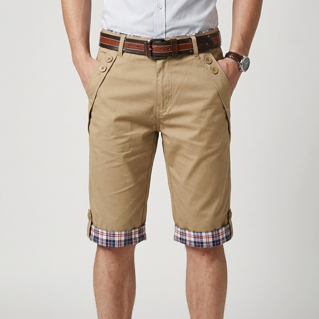 Harry Relaxed Fit Capri Shorts | Belted Plaid Trim Capri Shorts